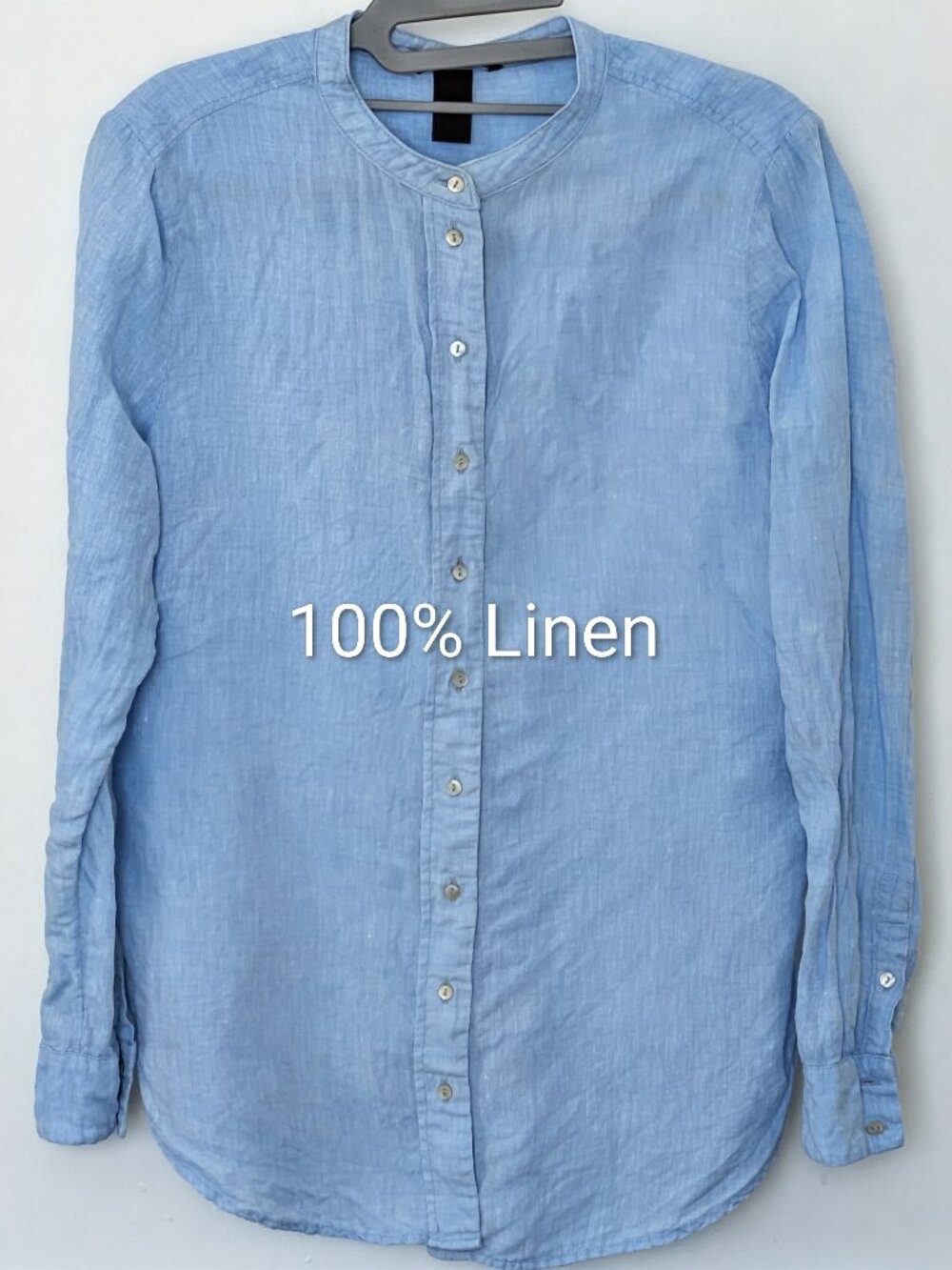 👕 H&M Long Sleeve Linen Button Down Shirt - Band/Mandarin Collar